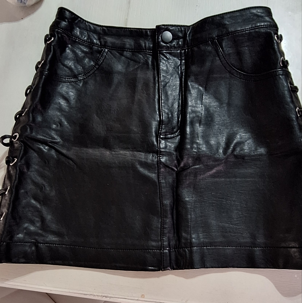 Black Faux Leather Mini Skirt